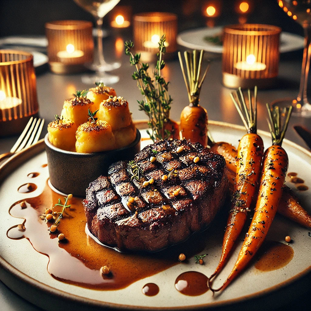 Wood-Fire Ribeye with Bourbon Peppercorn Sauce Dinner