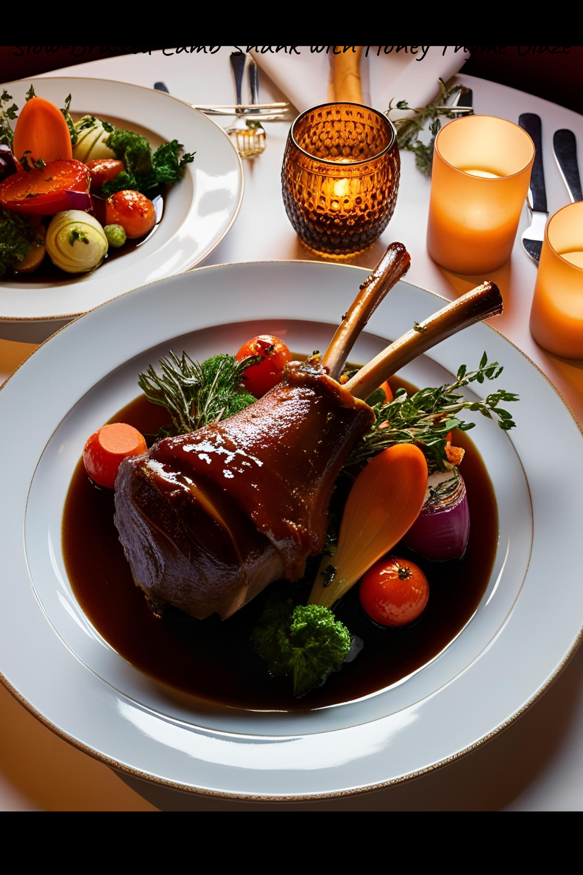 Slow-Braised Lamb Shank with Honey Thyme Glaze