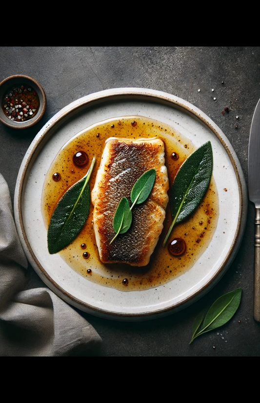 Pan Seared Chilean Sea Bass with Brown Butter and Sage